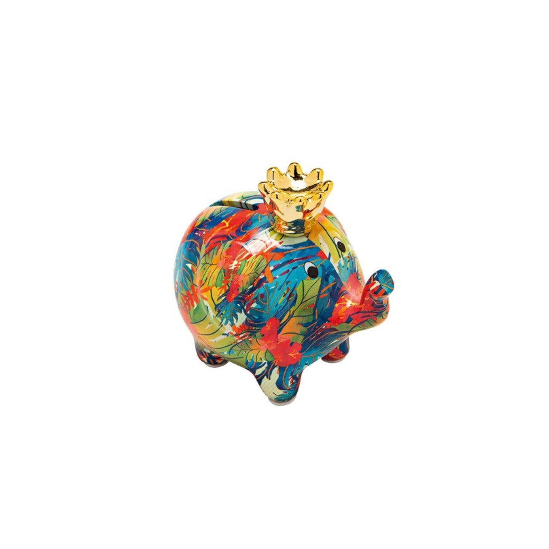 BRANDANI - Elephant Piggy Bank with Gold Crown Multicolored Dolomite Lucky Charm 53471