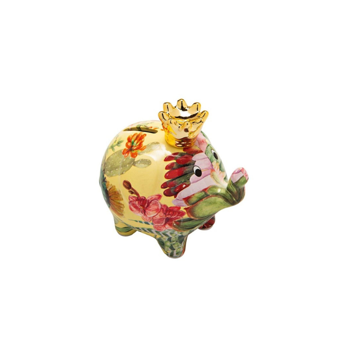 BRANDANI - Salvadanaio Elefante con Corona Oro Portafortuna Dolomite Multicolore 53471