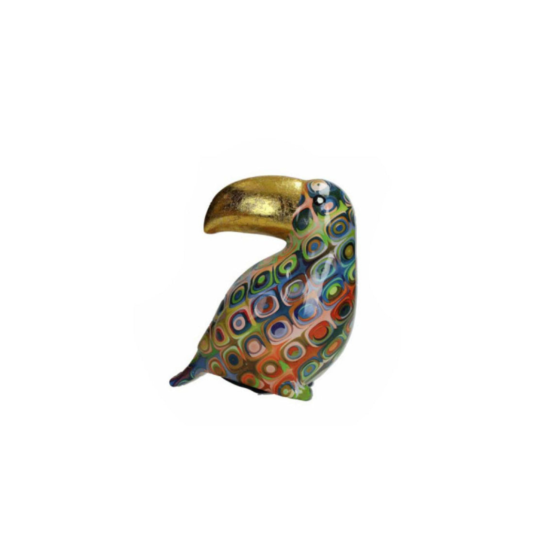 BRANDANI - Toucan Piggy Bank with Gold Beak Lucky Charm Multicolored Dolomite 52558