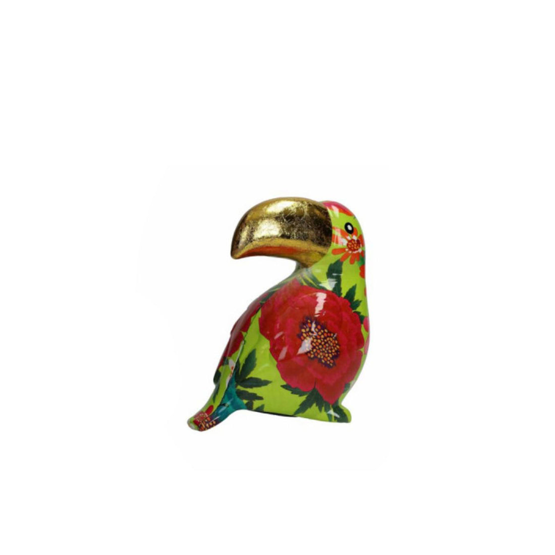 BRANDANI - Toucan Piggy Bank with Gold Beak Lucky Charm Multicolored Dolomite 52558