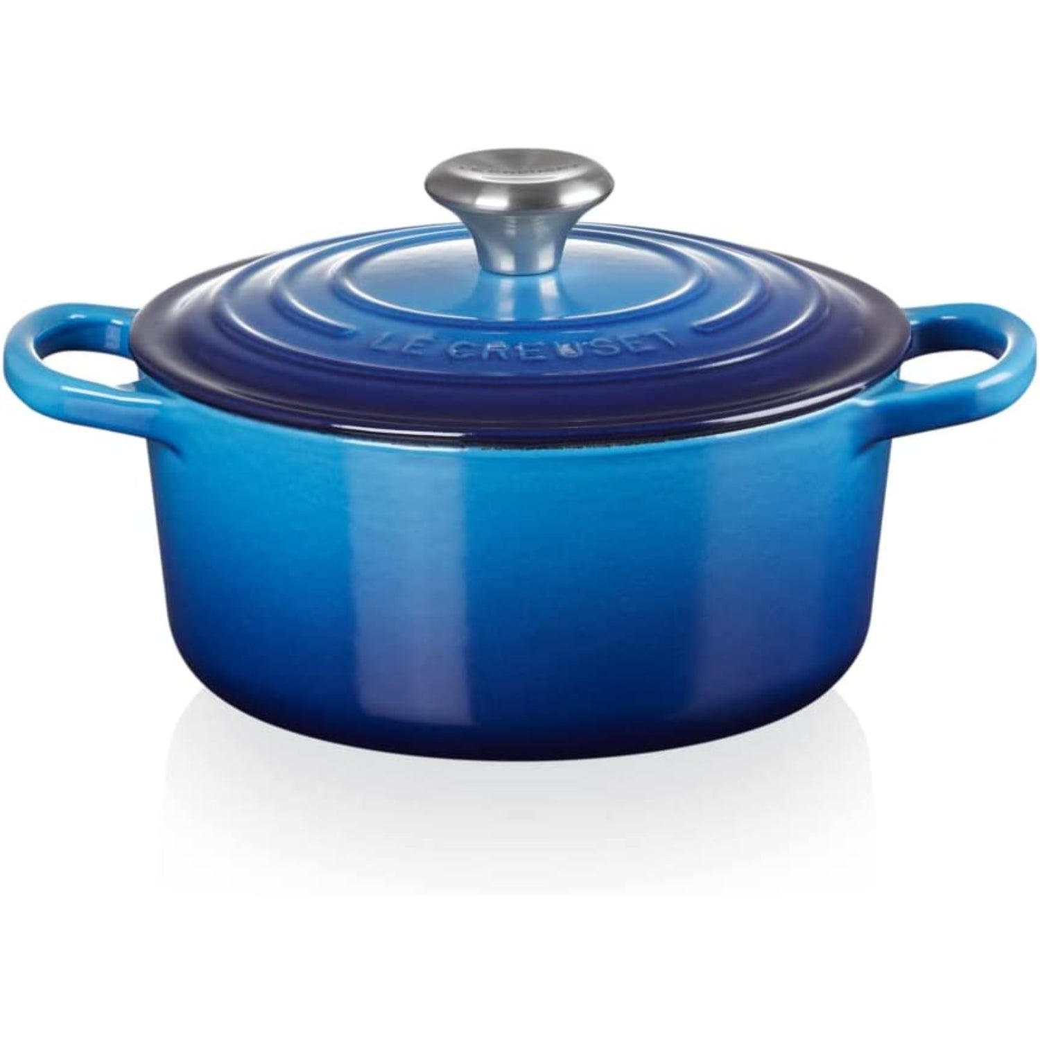 LE CREUSET Cocotte Rotonda Evolution 20cm Azure Blu Ghisa Vetrificata