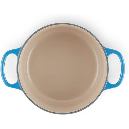 LE CREUSET Cocotte Rotonda Evolution 20cm Azure Blu Ghisa Vetrificata