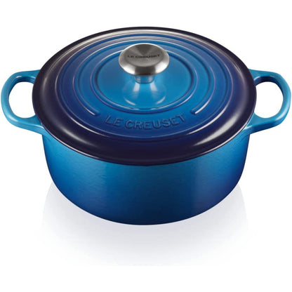 LE CREUSET Cocotte Rotonda Evolution 24cm Azure Blu Ghisa Vetrificata