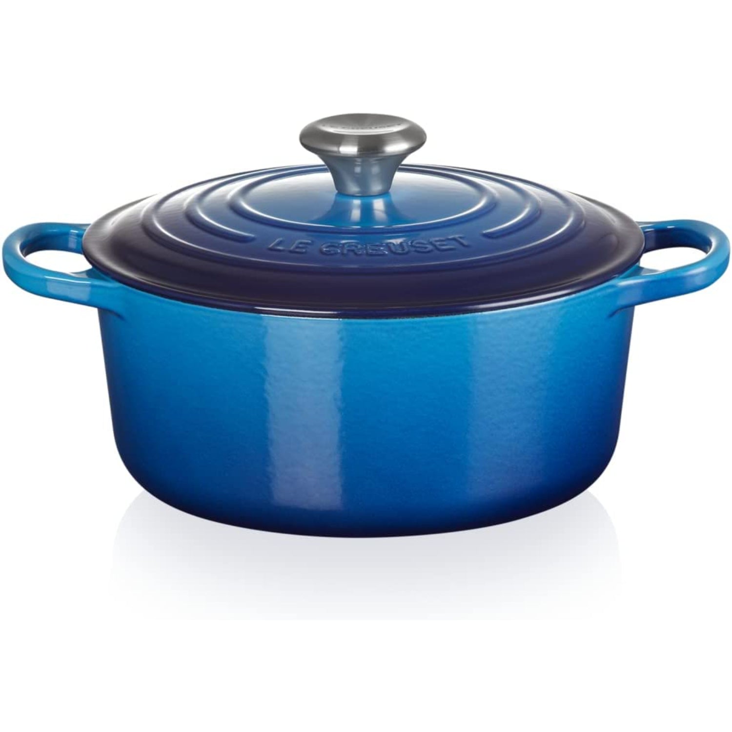 LE CREUSET Cocotte Rotonda Evolution 24cm Azure Blu Ghisa Vetrificata