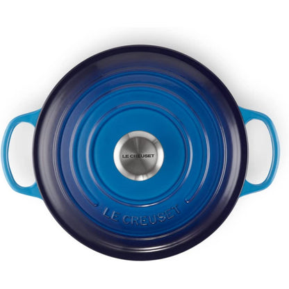 LE CREUSET Cocotte Rotonda Evolution 24cm Azure Blu Ghisa Vetrificata