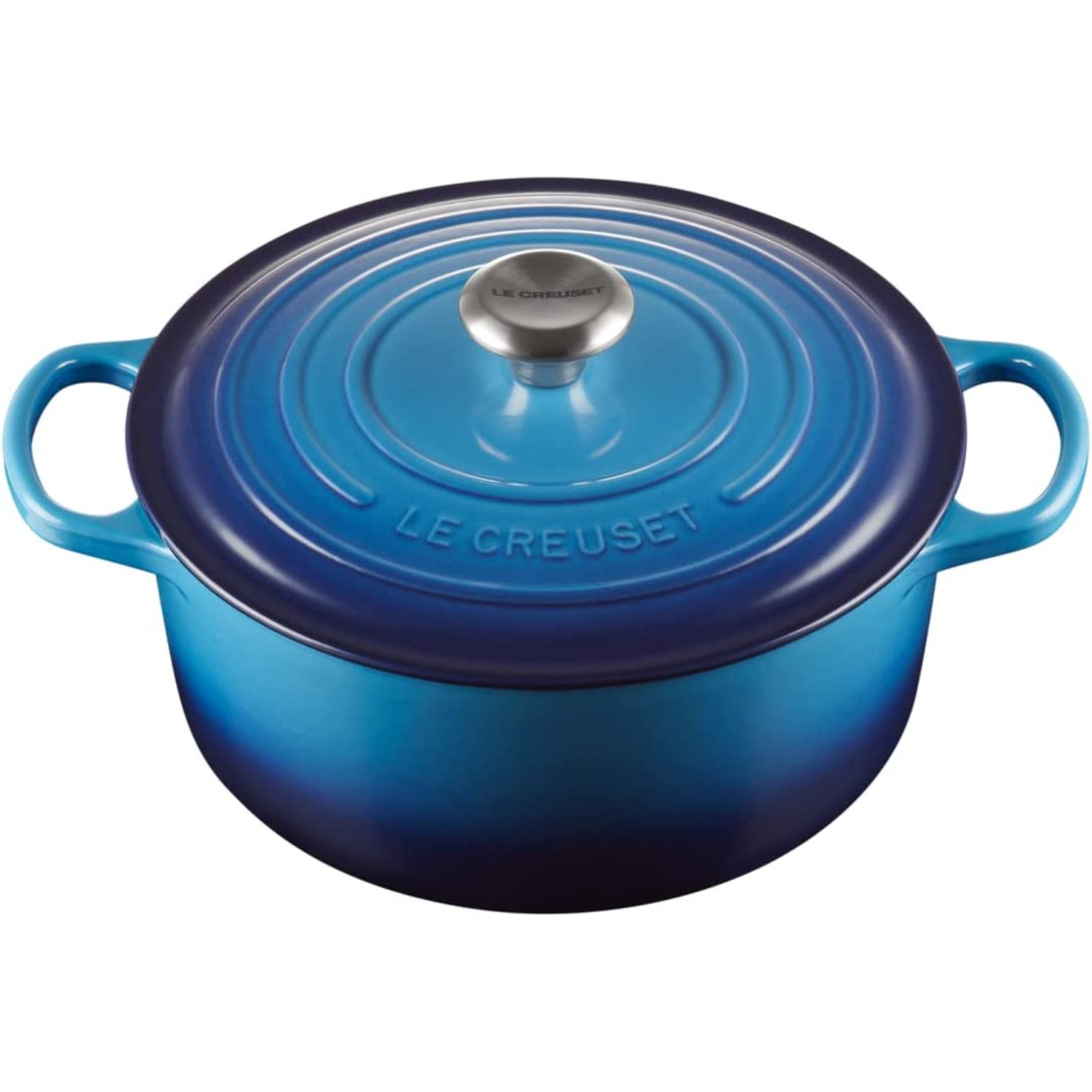 LE CREUSET Cocotte Rotonda Evolution 26cm Azure Blu Ghisa Vetrificata