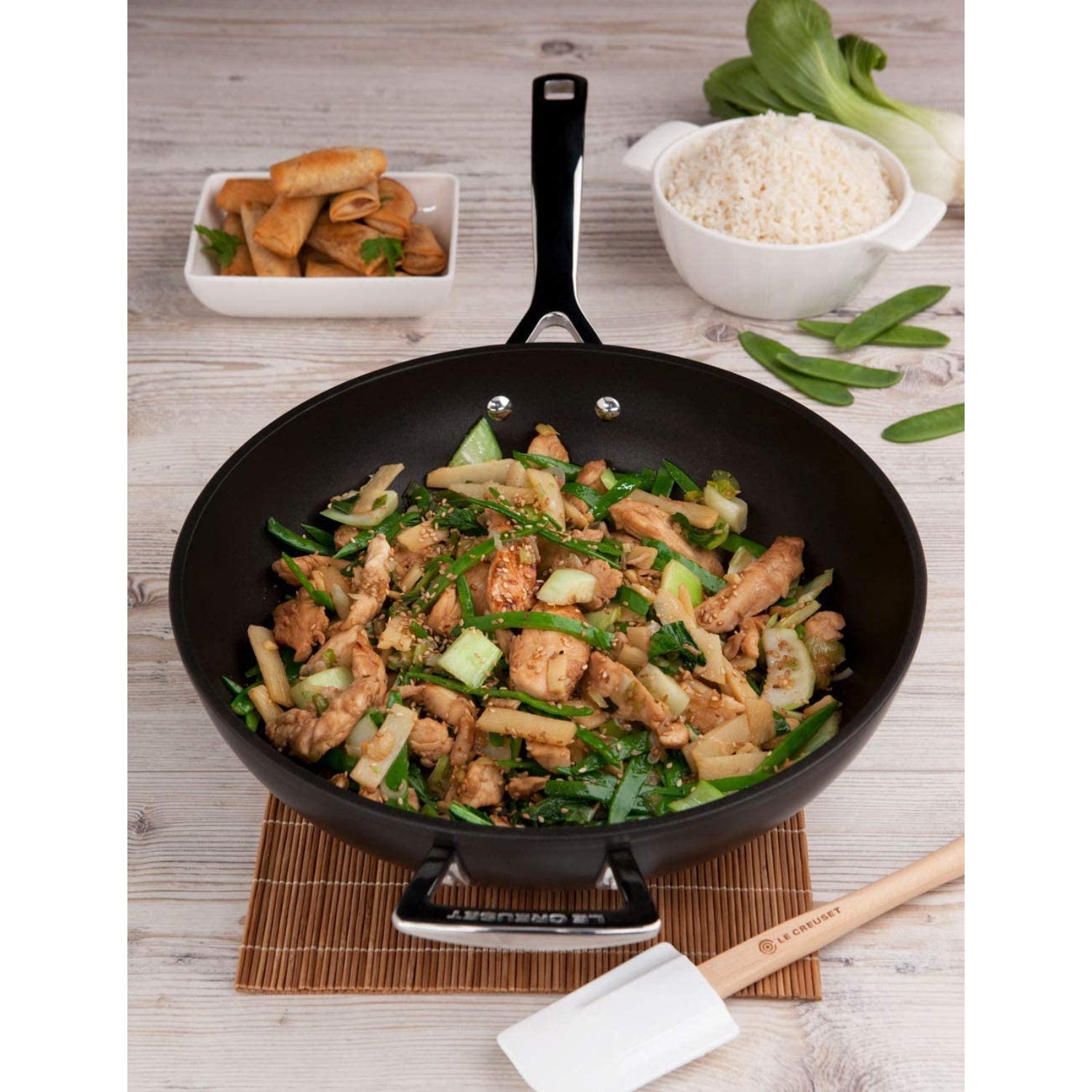 LE CREUSET Padella Antiaderente Wok Manico Lungo 30cm Alluminio