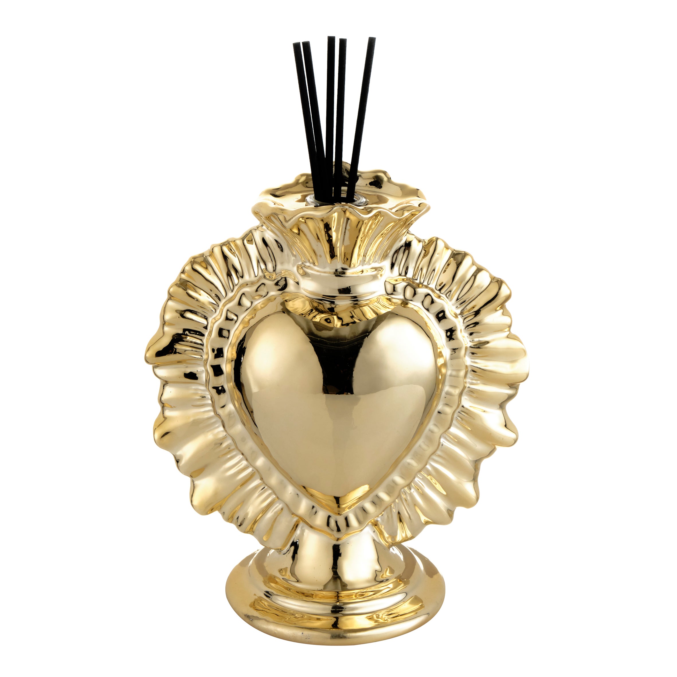 MONTEMAGGI Ex Voto Gold Air Freshener with Sticks for Essences 15cm Ceramic