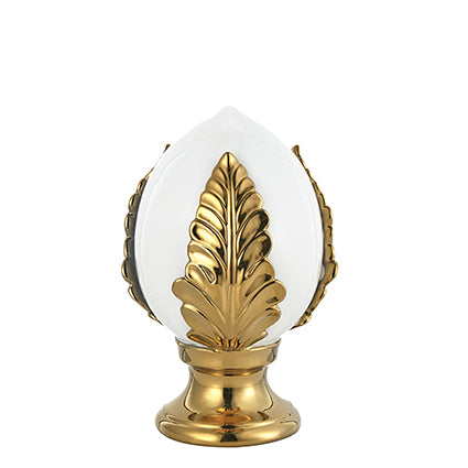 MONTEMAGGI Pumo Pugliese White Gold Leaves Bud Decoration H18cm Porcelain