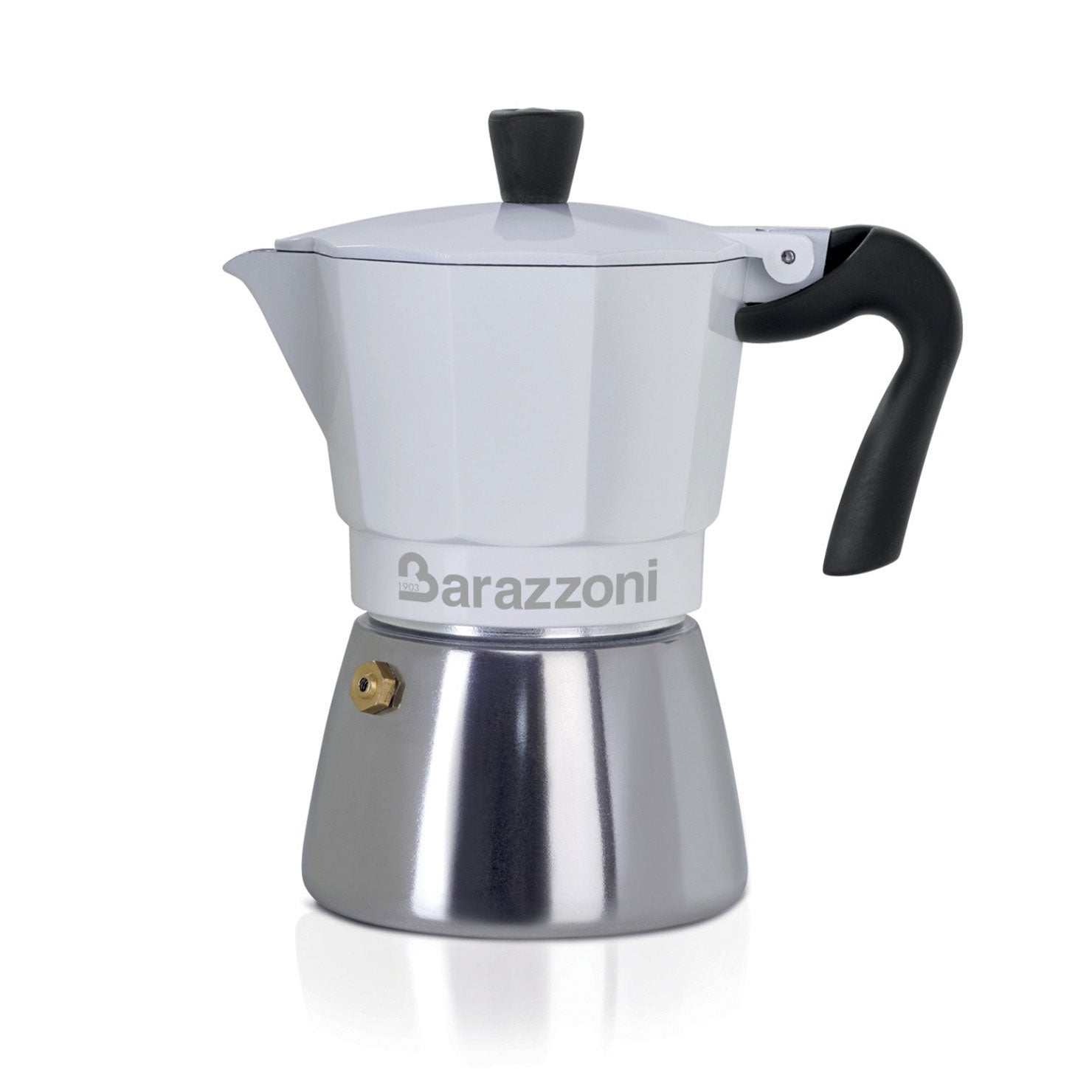 BARAZZONI Ibrida Bianca Caffettiera Moka Inox 6 Tazze Biometallo