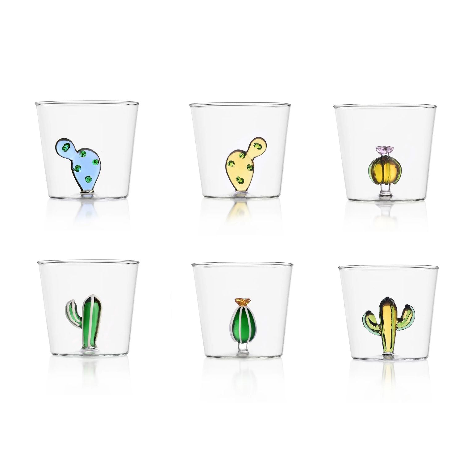 ICHENDORF Desert Plants Cactus Set 6 Pezzi Tumbler Bicchieri 8,5cm 350ml Vetro Borosilicato