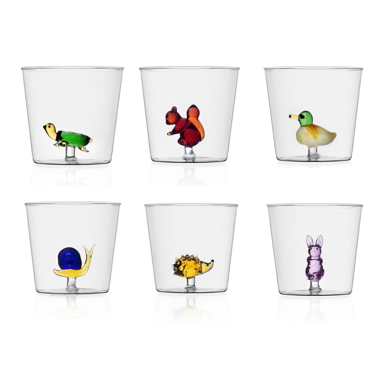 ICHENDORF Animal Farm Set 6 Pieces Tumbler Glasses 8.5cm 350ml Borosilicate Glass