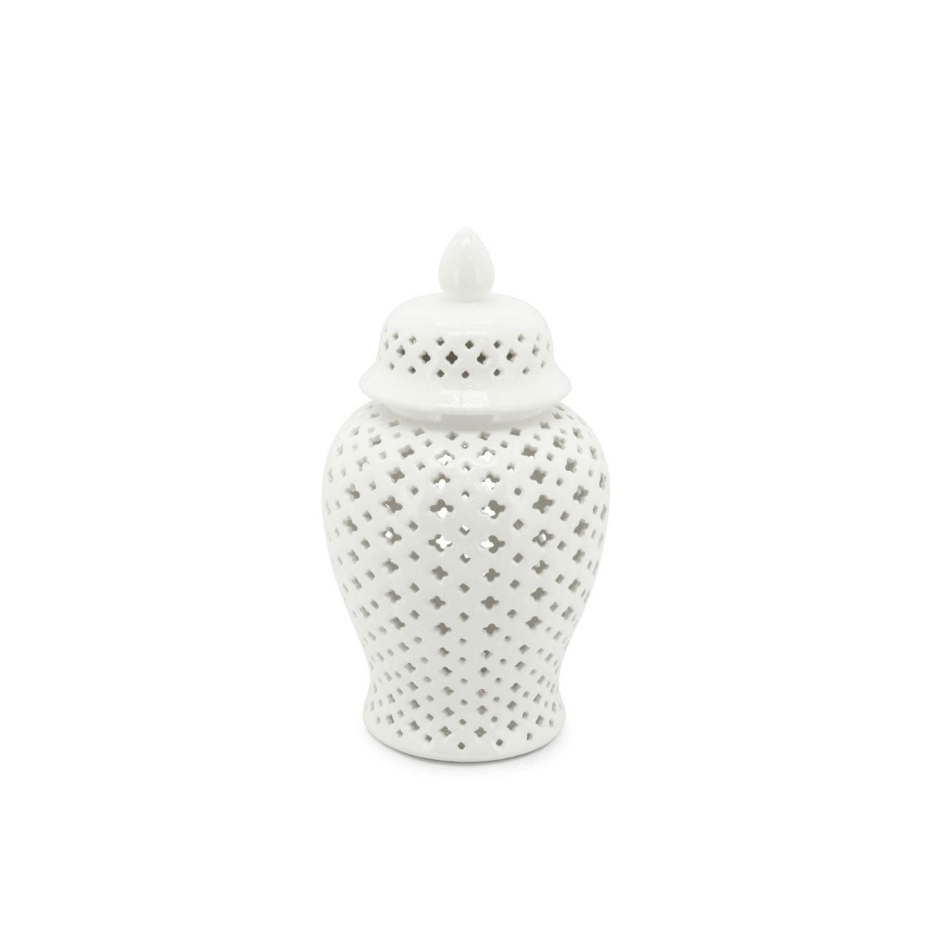 ABHIKA - Vaso Ming Cross Decorazione Ingresso Salone H38cm D20cm Ceramica Bianco