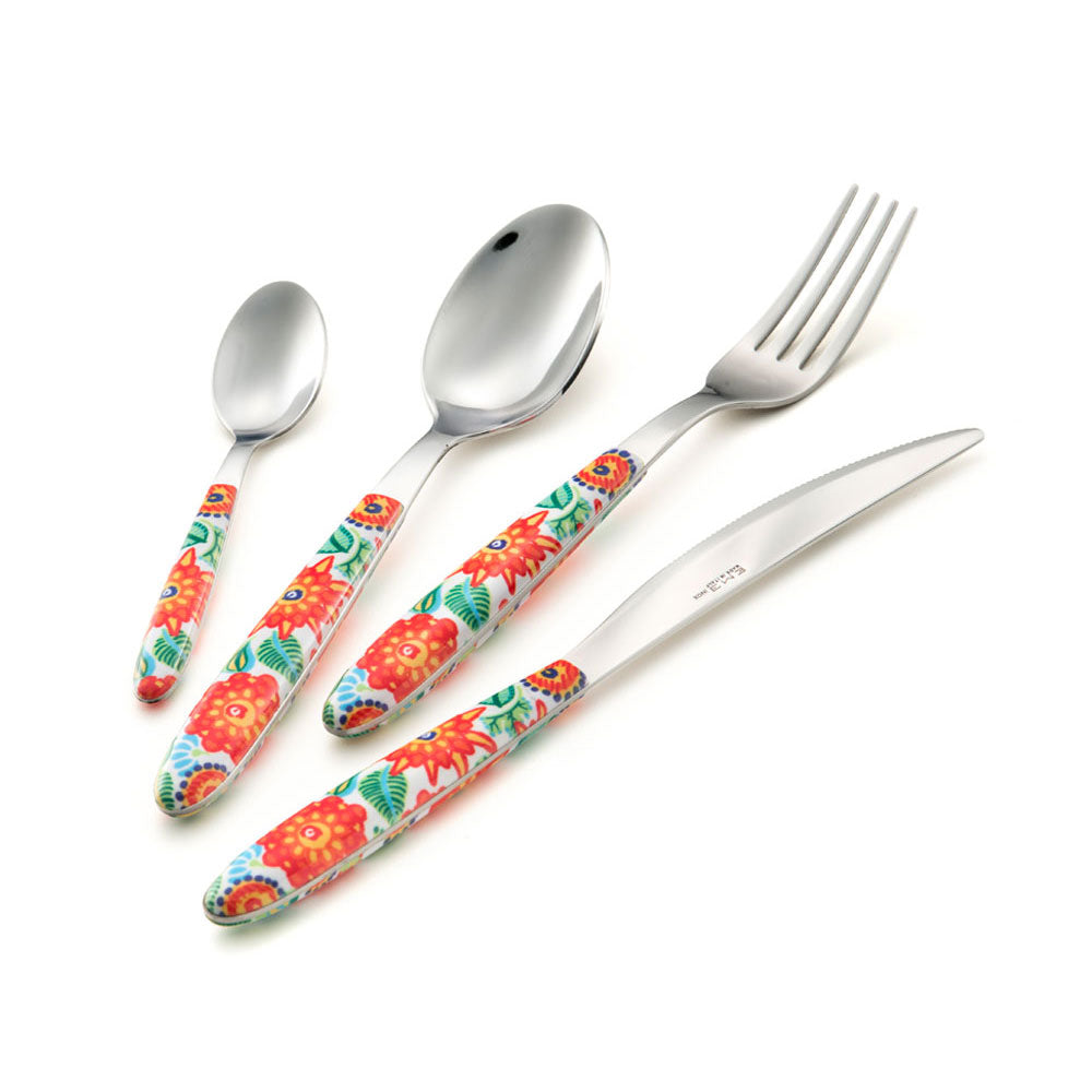 EME Vero Tropical Rosso Tableware Cutlery Set 24 Pieces Stainless Steel