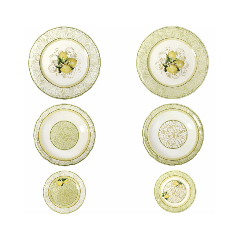 BRANDANI Lemons Table Service Plates Set 18 Pieces Porcelain