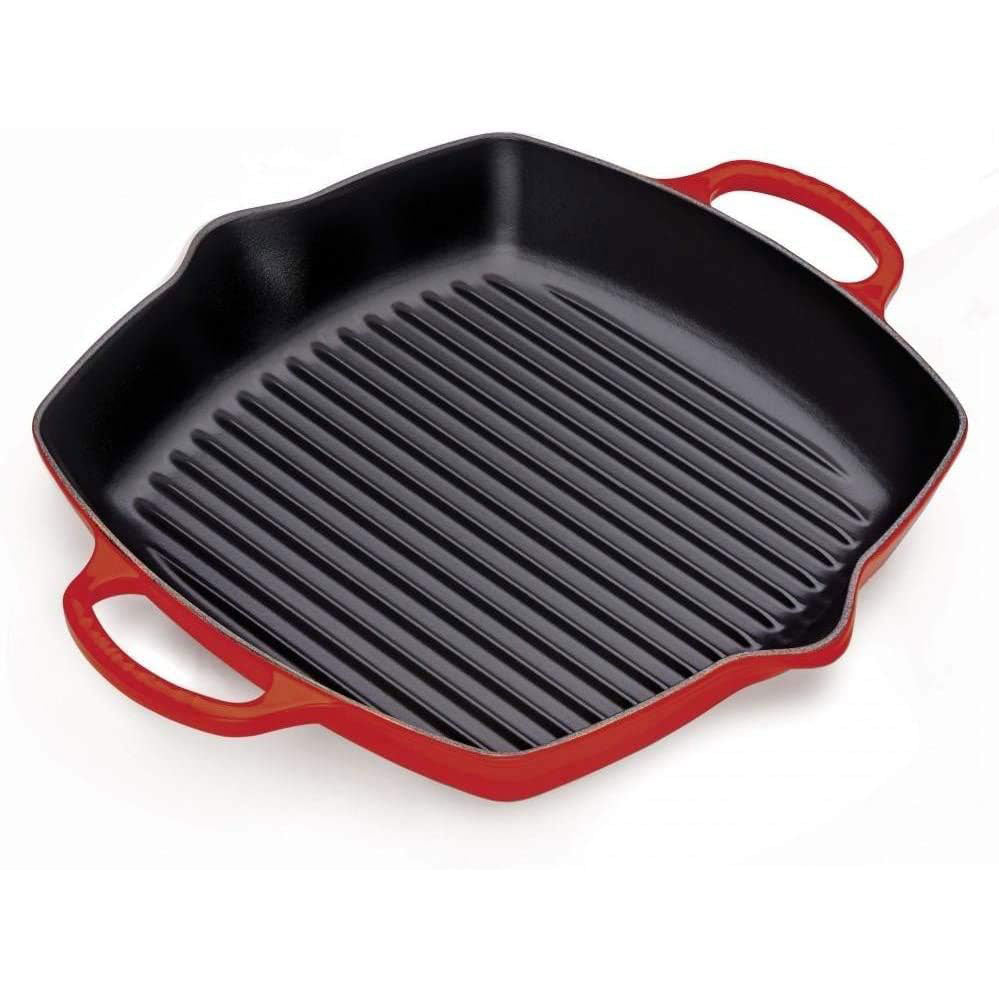 LE CREUSET Grill Quadrato Profondo Evolution 30cm Ghisa Vetrificata Ciliegia