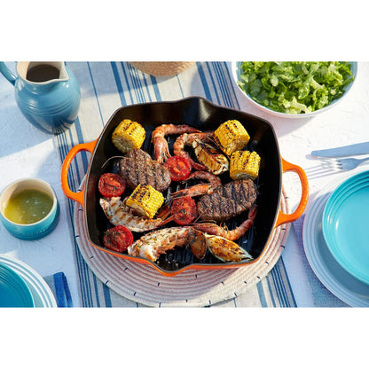 LE CREUSET Deep Square Grill Evolution 30cm Orange Vitrified Cast Iron