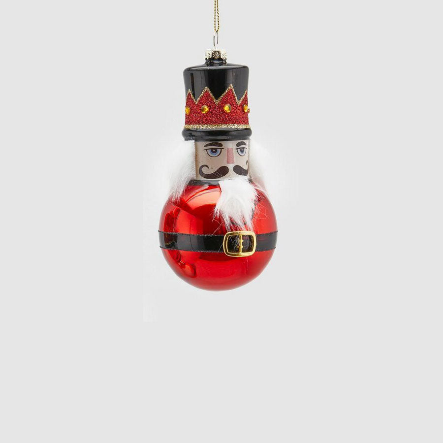 EDG Enzo De Gasperi Sphere Glass Christmas Bauble Nutcracker 15cm Red