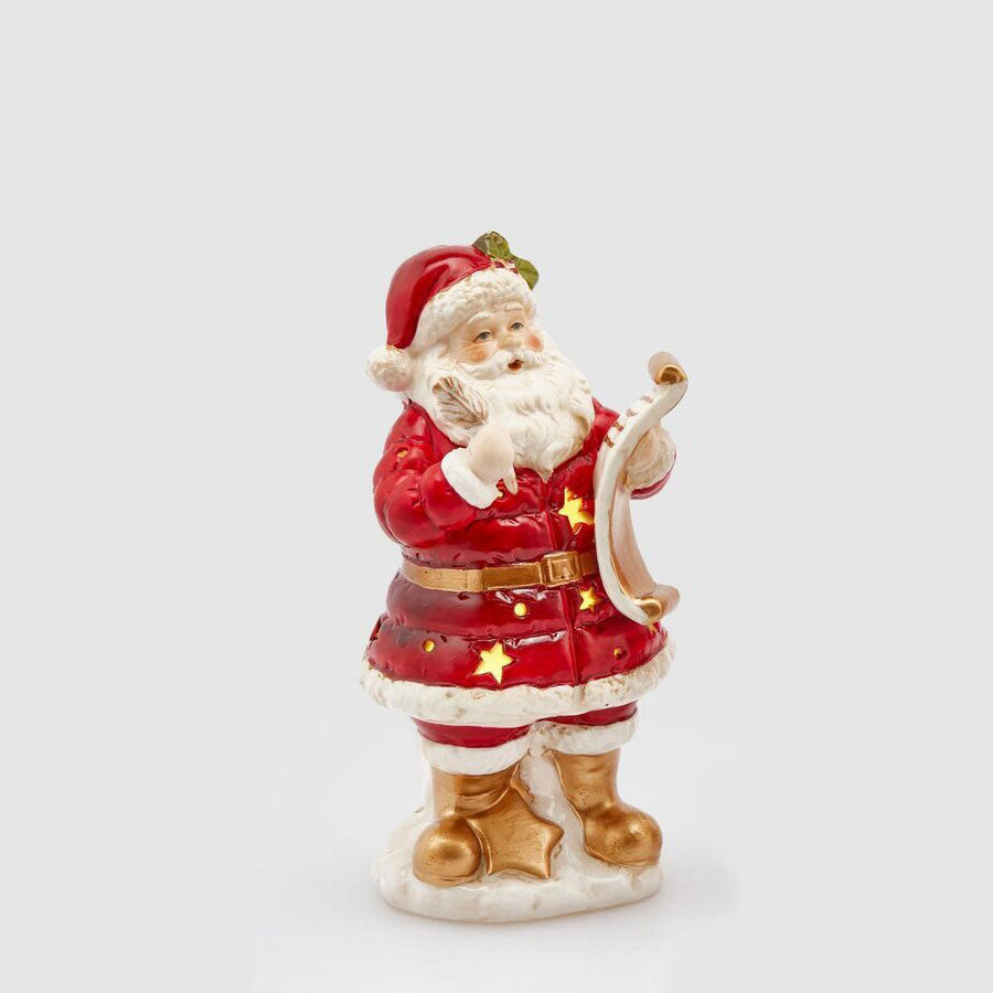 EDG Enzo De Gasperi Christmas Decoration Santa Claus with List 18cm Ceramic