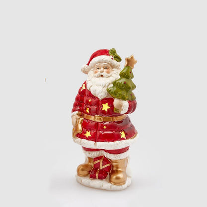 EDG Enzo De Gasperi Christmas Decoration Santa Claus with Pine 18cm Ceramic