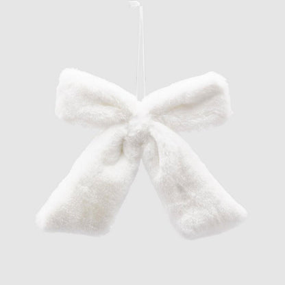 EDG Enzo De Gasperi Christmas Decoration Ornament White Bow Plush 20x25cm