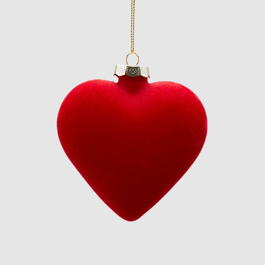 EDG Red Christmas Tree Heart Pendant Decoration Ornament 10cm Velvet