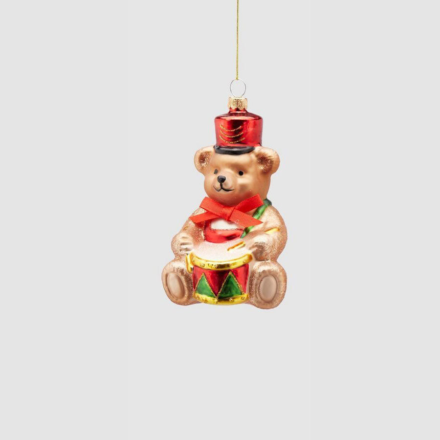 EDG Enzo De Gasperi Christmas Tree Decoration Hanger 11cm Red Bow Bear