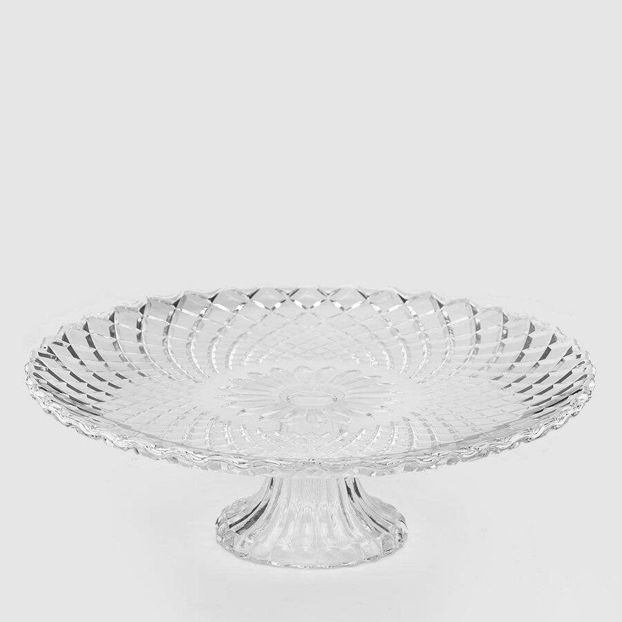 EDG Enzo De Gasperi Round Cake Stand Diamond Cake Pan 32cm Transparent Glass