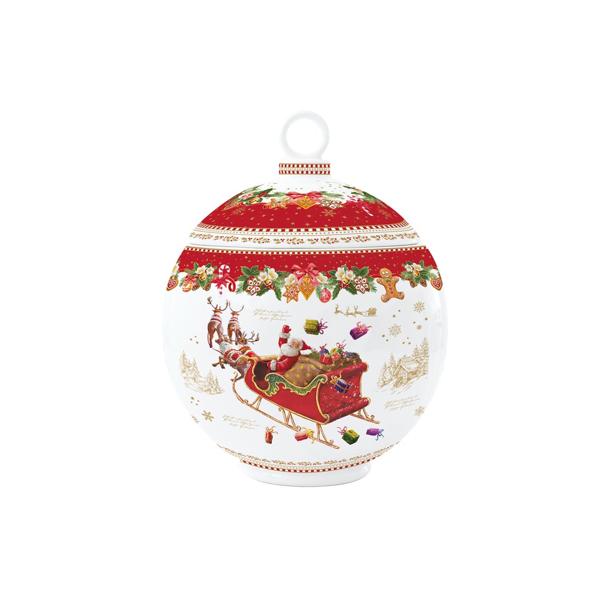 EASY LIFE Christmas Memories Christmas Bauble Shaped Cookie Jar 18x23cm Porcelain Christmas Table