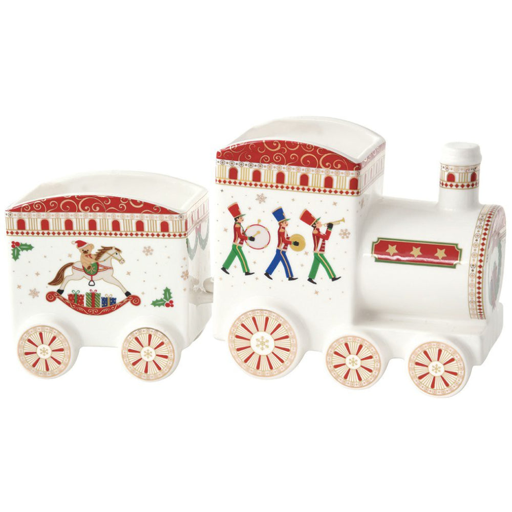 EASY LIFE Polar Express Antipastiera Set Aperitivo Forma Trenino di Natale 25,5x8cm Porcellana Tavola di Natale