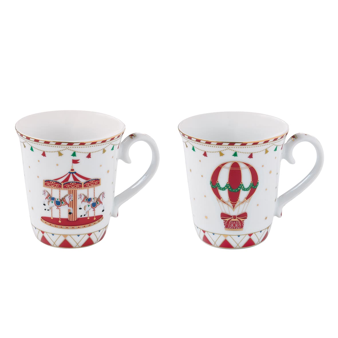 EASY LIFE Christmas Wonderland Tazza MUG 275ml Set 2 Pezzi Porcellana Tavola di Natale