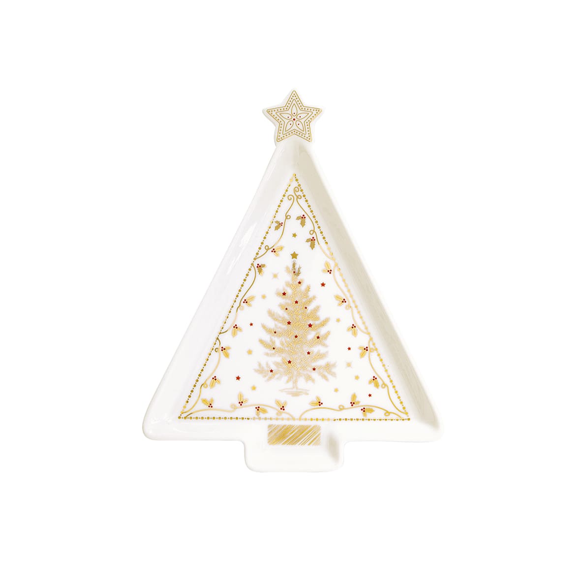 EASY LIFE Christmas Lights Fir Shaped Plate 21x16cm Porcelain Christmas Table