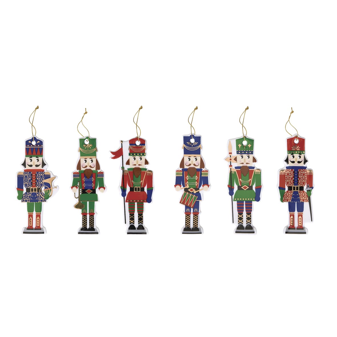 EASY LIFE Nutcracker Nutcracker Set 6 Decorations Hangers for Christmas Tree Porcelain