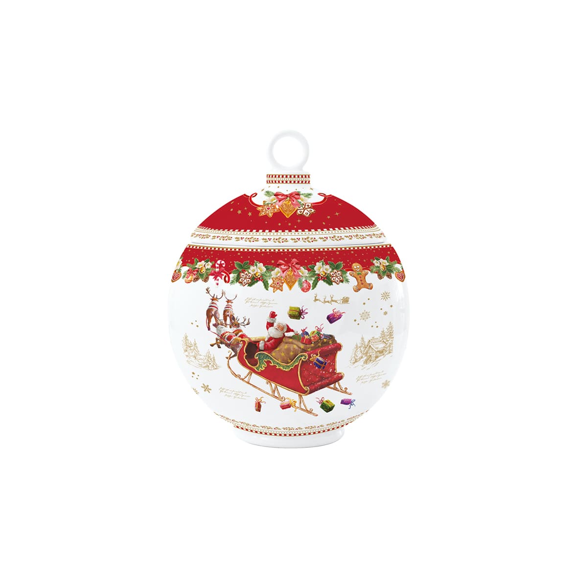 EASY LIFE Christmas Memories Christmas Bauble Shaped Cookie Jar 12x15.5cm Porcelain Christmas Table