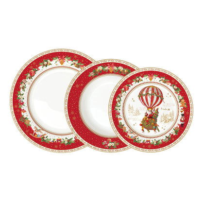 EASY LIFE Christmas Memories Table Service Plates Set 18 Pieces Porcelain Christmas Table