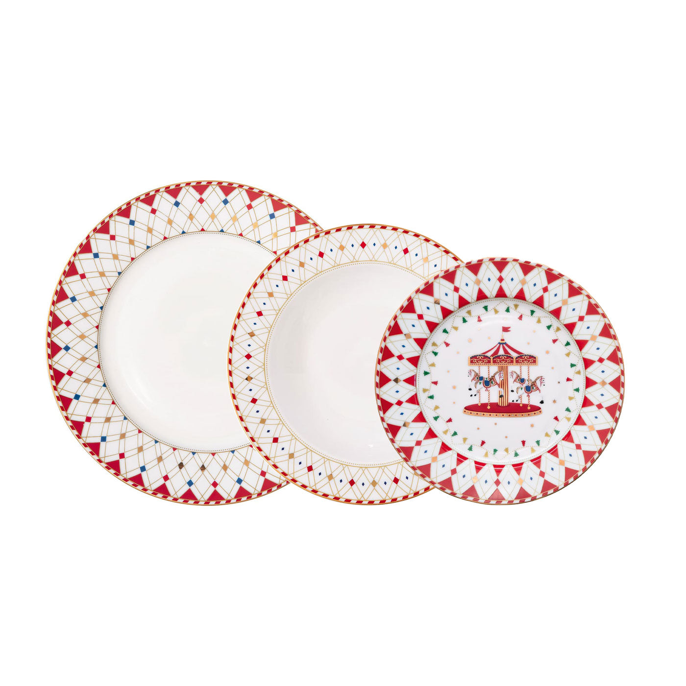 EASY LIFE Christmas Wonderland Table Service Plates Set 18 Pieces Porcelain Christmas Table