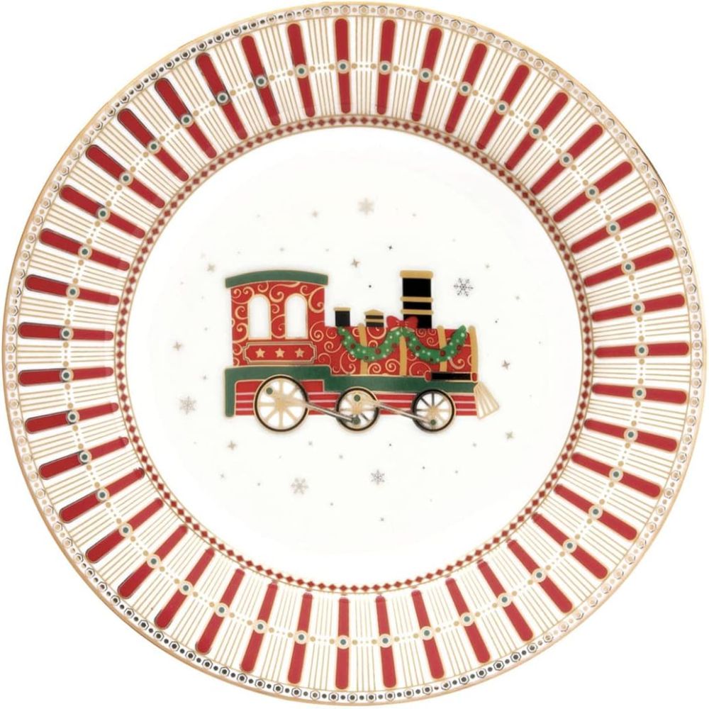 EASY LIFE Polar Express Table Service Plates Set 18 Pieces Porcelain Christmas Table