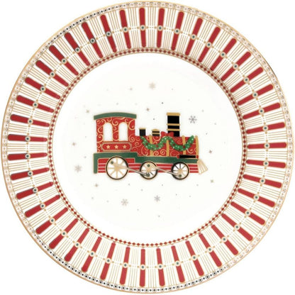 EASY LIFE Polar Express Table Service Plates Set 18 Pieces Porcelain Christmas Table