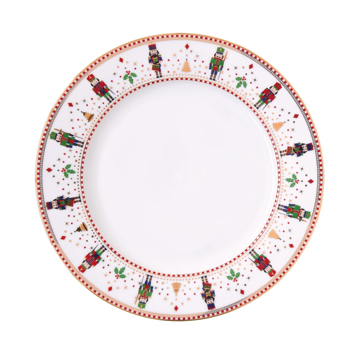 EASY LIFE Nutcracker Nutcracker Table Service Plates Set 18 Pieces Porcelain Christmas Table