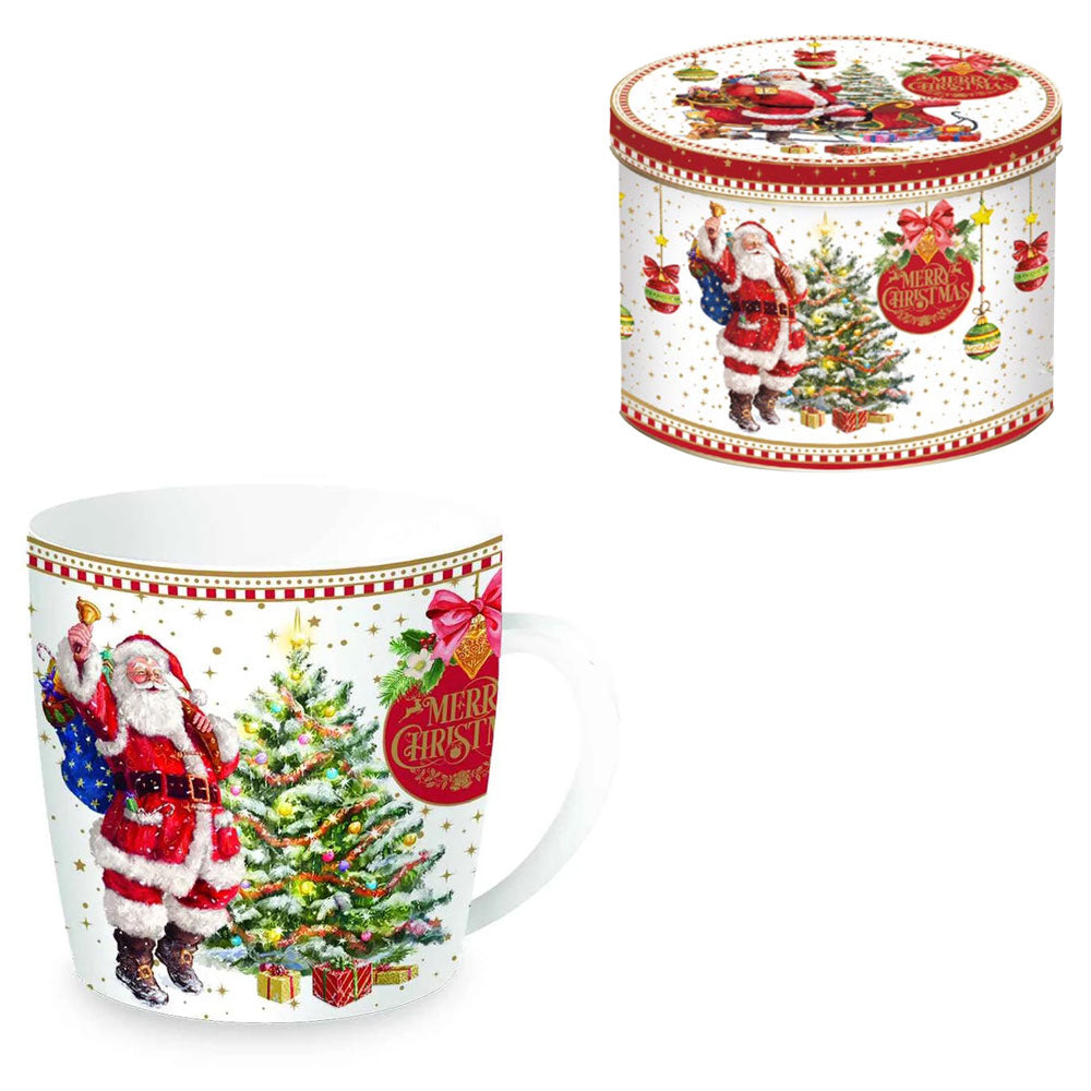 EASY LIFE Christmas Memories Tazza MUG 350ml con Scatola in Latta Babbo Natale Albero