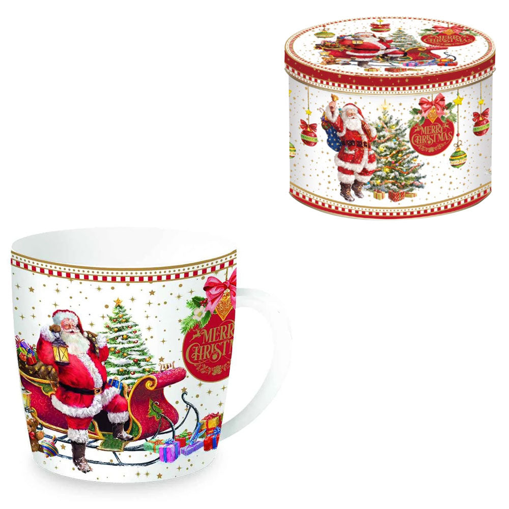 EASY LIFE Christmas Memories MUG 350ml with Santa Lantern Tin Box