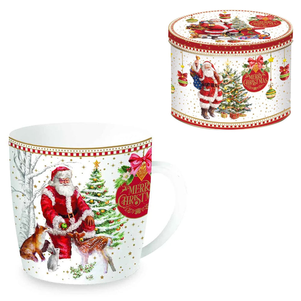 EASY LIFE Christmas Memories MUG 350ml with Tin Box Santa Claus Deer