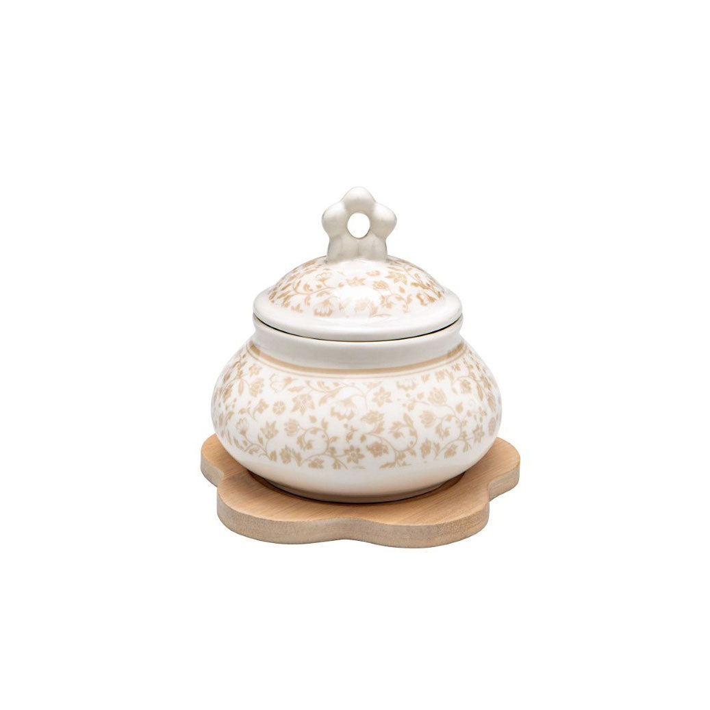 BRANDANI Sugar bowl Campo ai Fiori Porcelain Bamboo Base 10.5x9cm