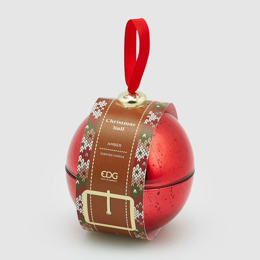 EDG Enzo De Gasperi Candela Profumata Sfera Pallina di Natale Decorazione Natalizia 12cm Ambra