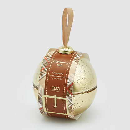 EDG Enzo De Gasperi Candela Profumata Sfera Pallina di Natale Decorazione Natalizia 12cm Oro Cannella