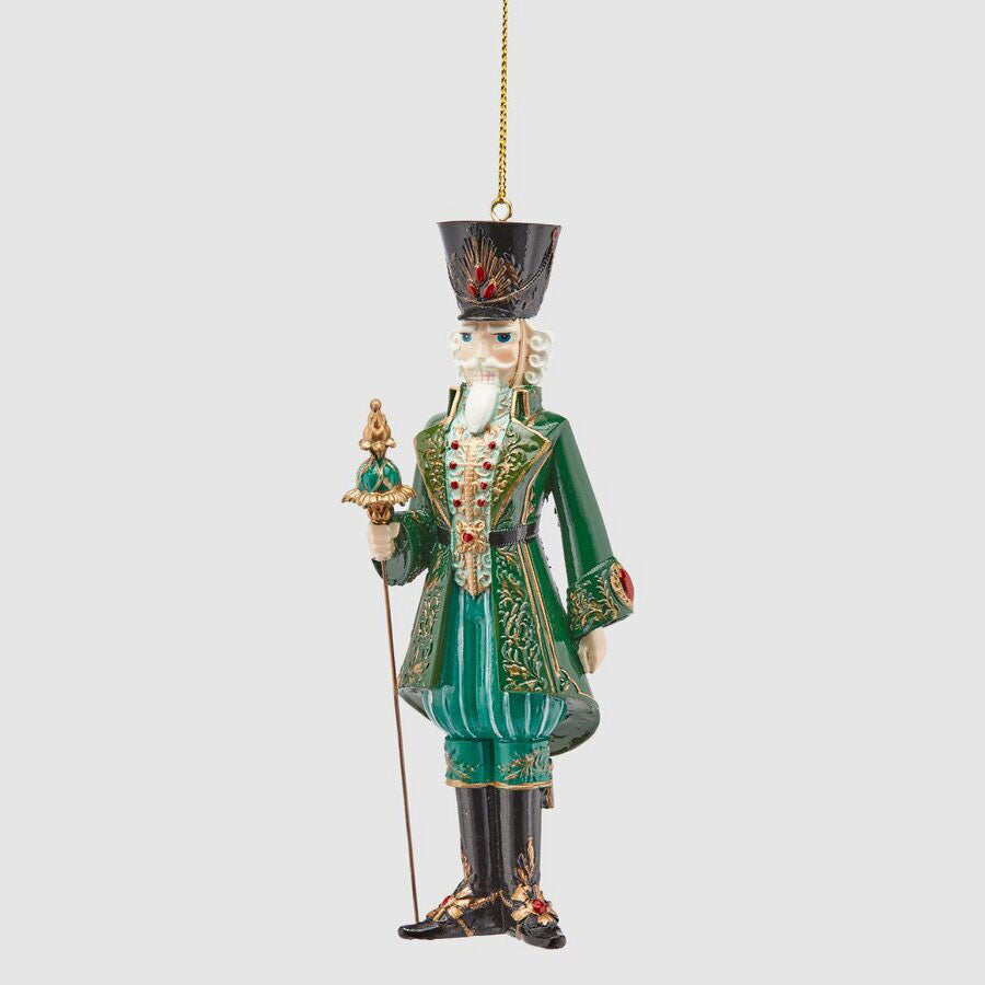 EDG Ornament Pendant Christmas Decoration Nutcracker Soldier 16.5cm Green Resin