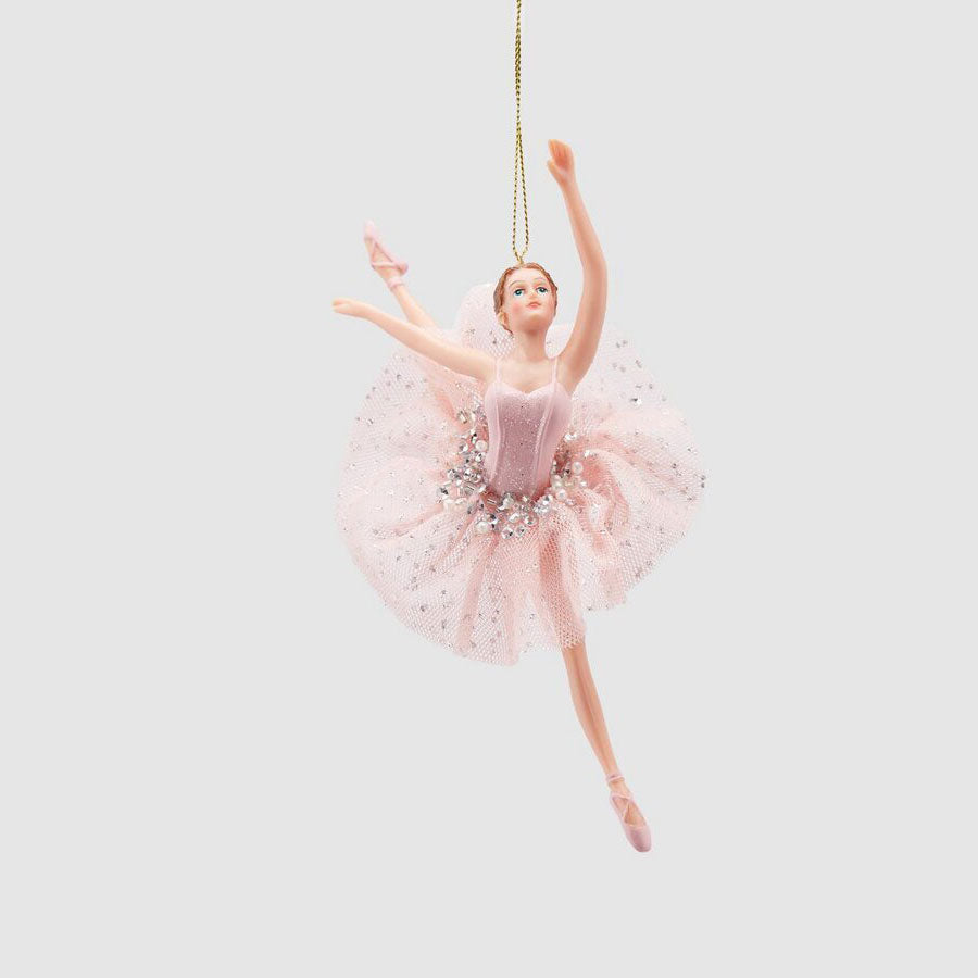 EDG Enzo De Gasperi Ballerina Addobbo Pendaglio per Albero di Natale 18cm Rosa Resina