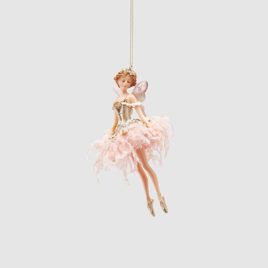 EDG Enzo De Gasperi Fairy Pendant Decoration for Christmas Tree 15cm Pink Resin