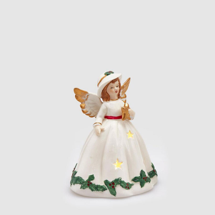 EDG Enzo De Gasperi Christmas Decoration Angel Lantern with LED 15cm Ceramic