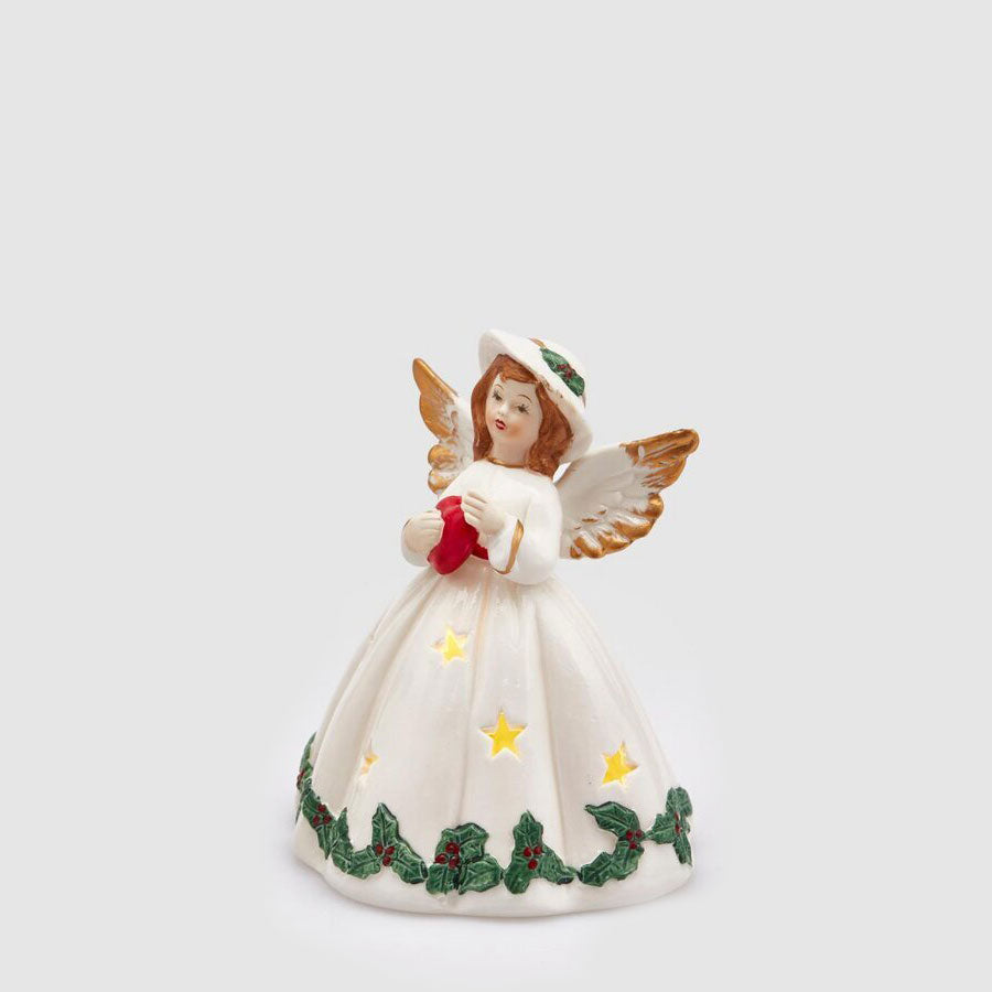 EDG Enzo De Gasperi Christmas Decoration Angel Lantern with LED 15cm Ceramic